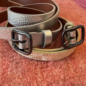 Martin and Osa thin leather belt bundle silver and gold
